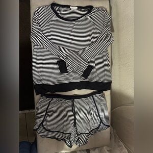 Shimera Black and White Striped Pajama Set